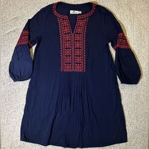 Vineyard Vines 100% Cotton Navy w Pink Embroidery Details Tunic size XS